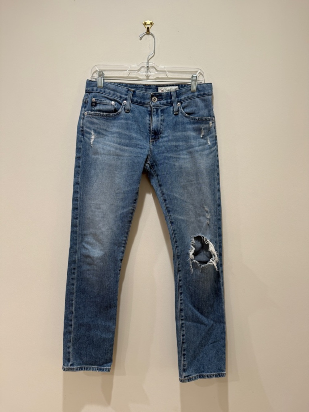 Anthropologie Women's Slim Distressed Denim Jeans - Blue Wash